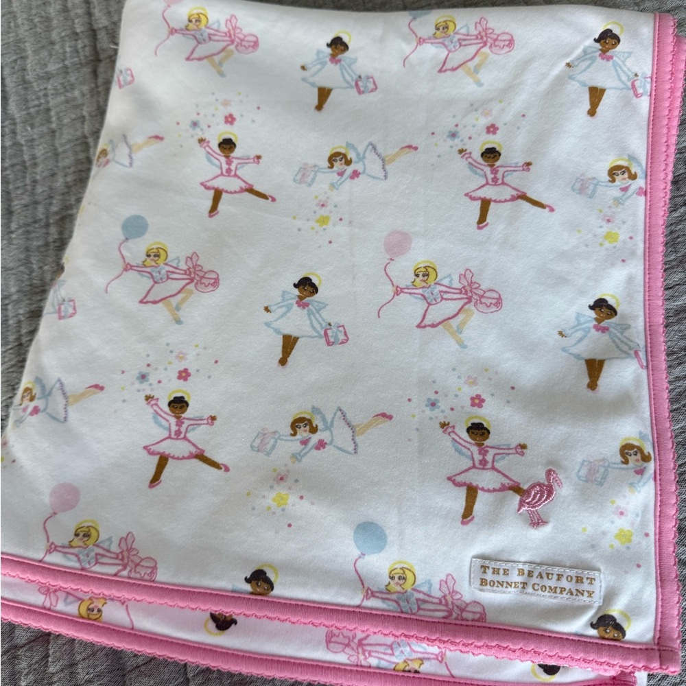 The Beaufort Bonnet Company Pink and White Ballerina Blanket buggy